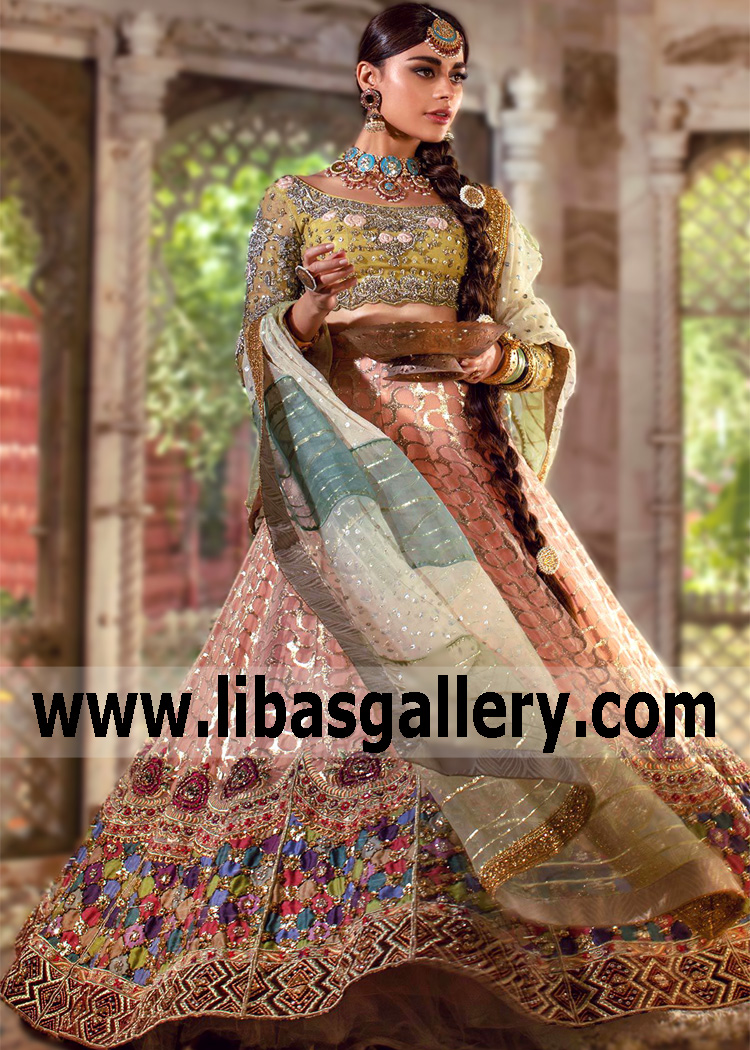 Pear Apricot Bloom Lehenga