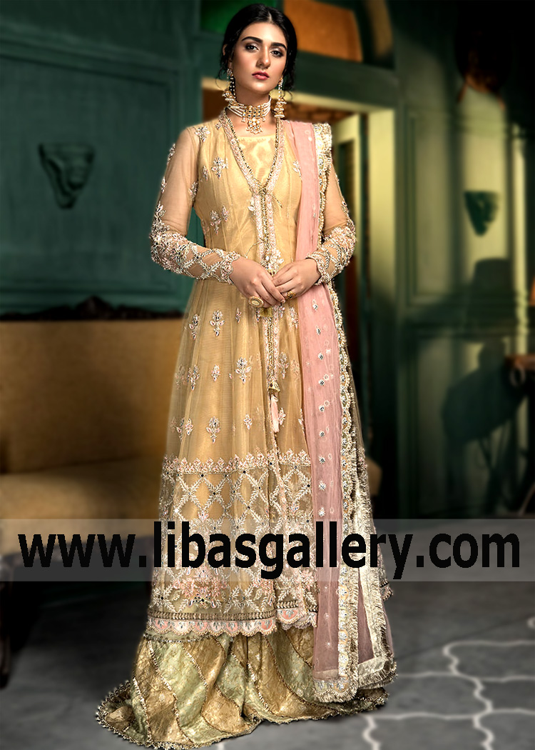 Pakistani Designer Sharara Reston Washington DC US Bridal Dresses for Mehndi Mayoon Henna Sangeet Night