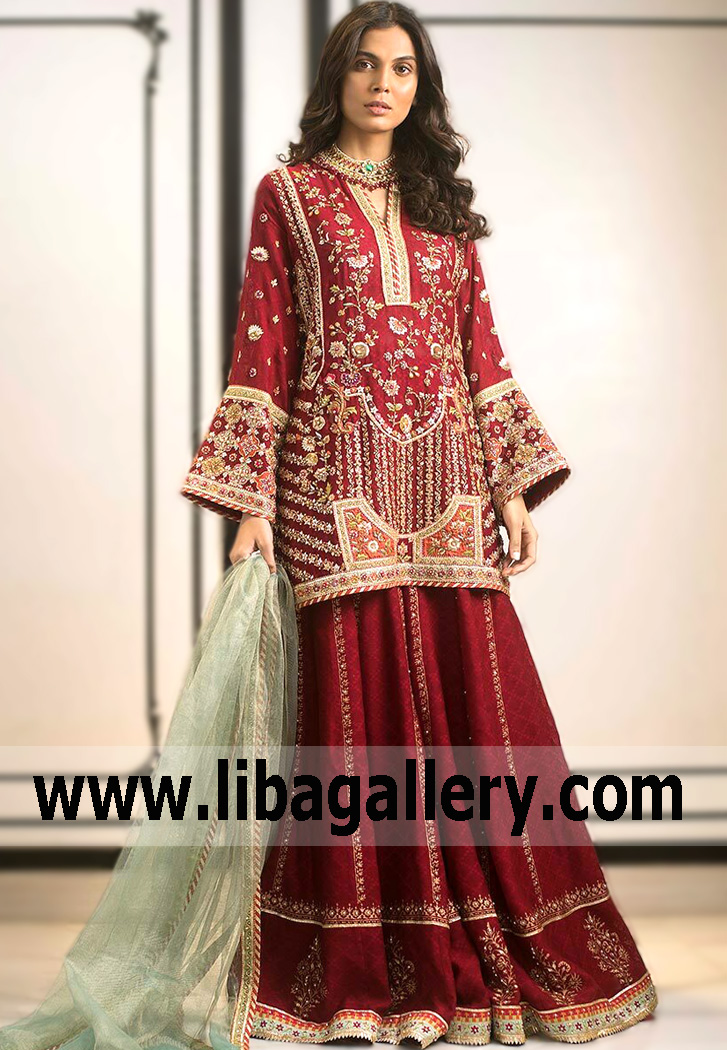 Maroon Lucas Embellished Kurta Dhaka Pajama