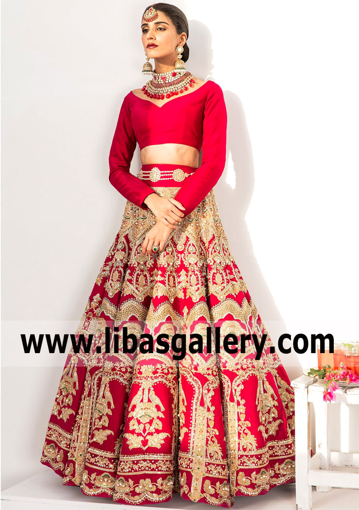 Ali Xeeshan Wedding Lehenga Orlando Florida USA Traditional Wedding Dresses Rukhsati Lehenga