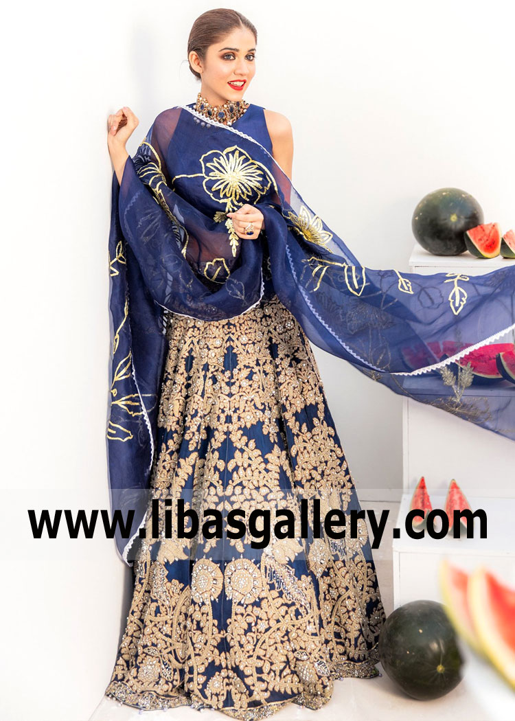 Buy Navy Blue Readymade Designer Wedding Wear Lehenga Choli | Wedding  Lehenga Choli