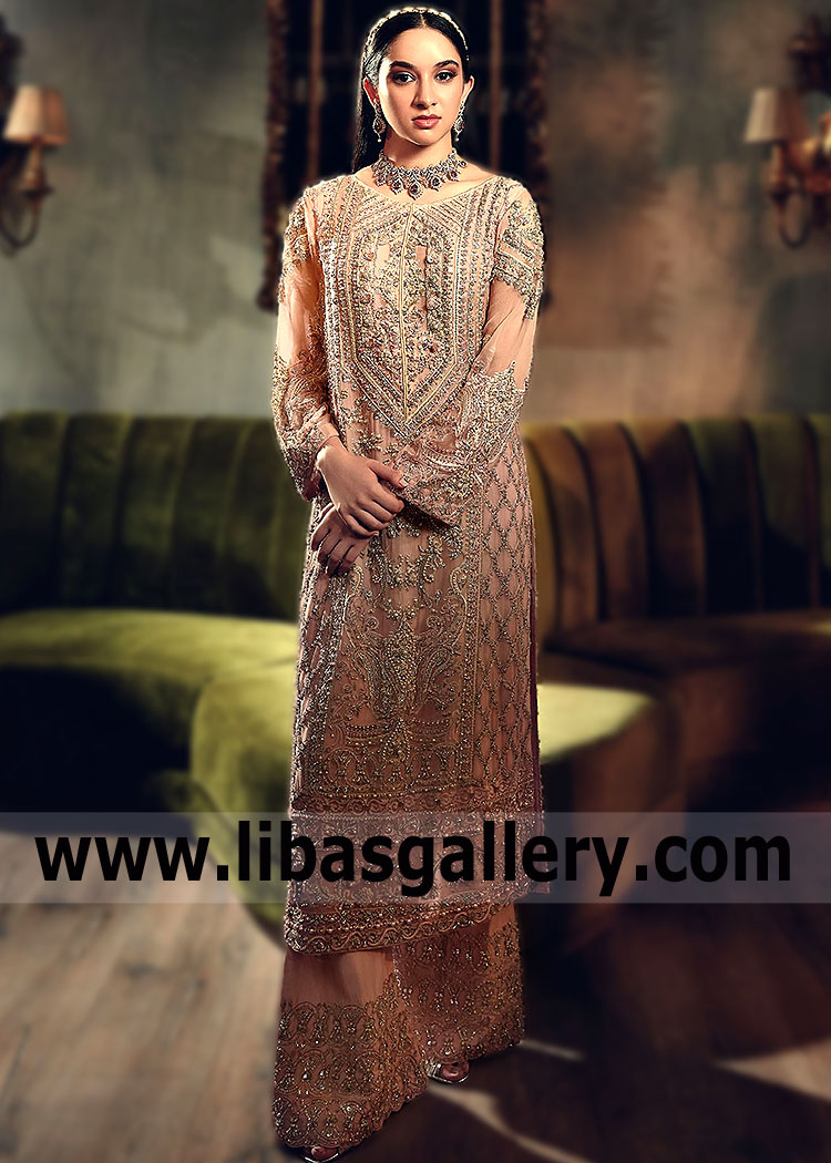 Apricot Palmyra Palazzo Suit for any Upcoming Formal Event