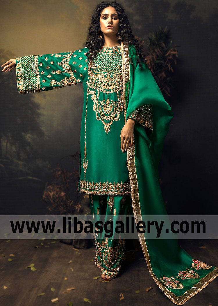 Emerald Green Salwar Kameez Suit for Occasion and Special Mehndi Events