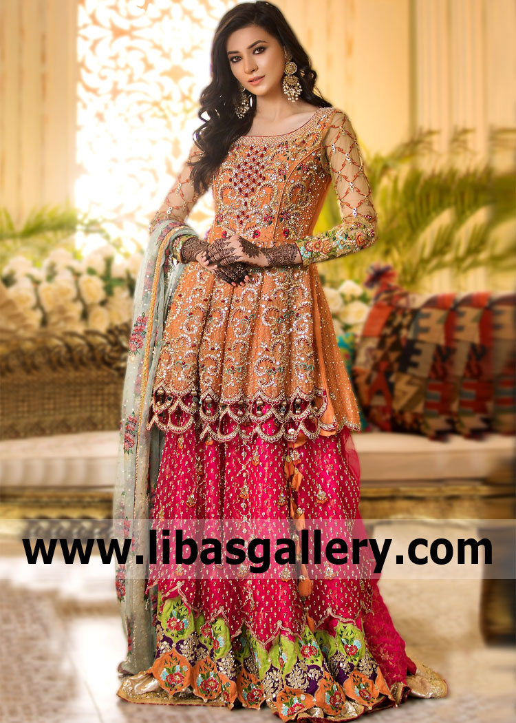Fancy Wedding Peplum Lehenga Missouri City Texas TX US Pakistani Designer Best Peplum Lehenga Dresses