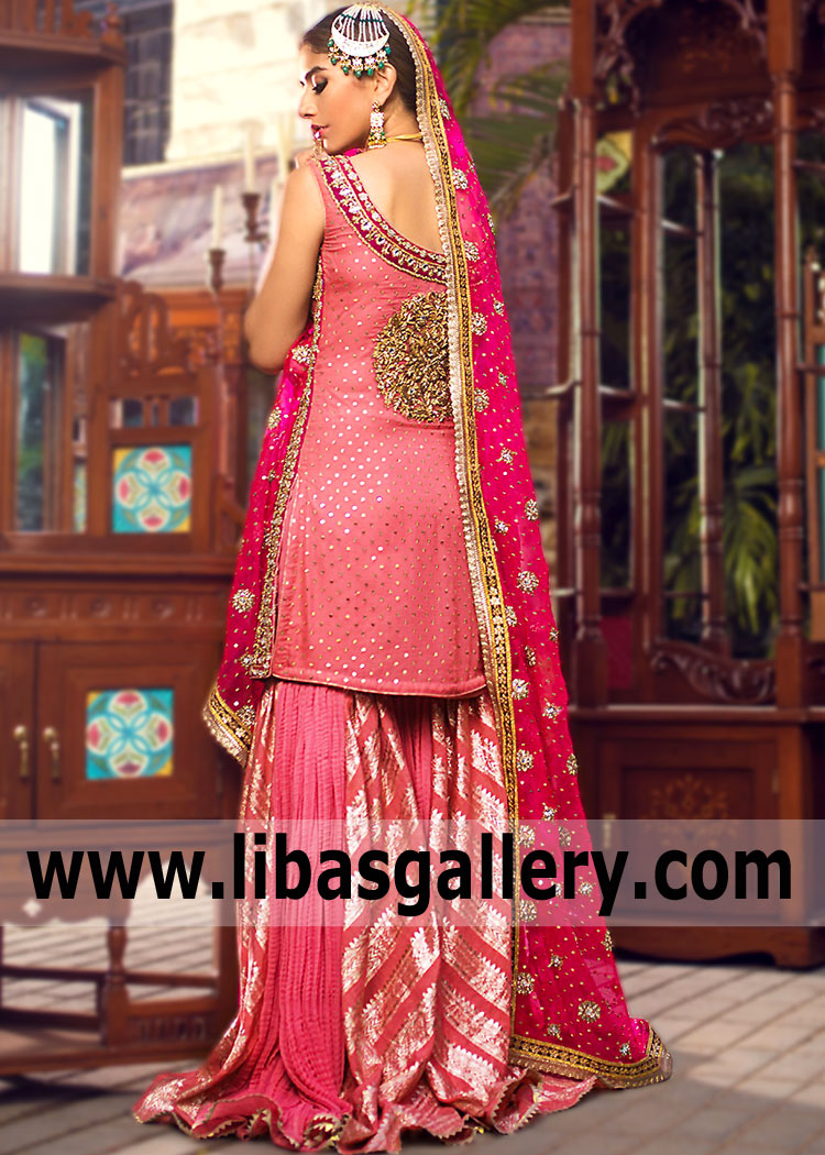 Candy Pink Wisteria Engagement Wedding Gharara