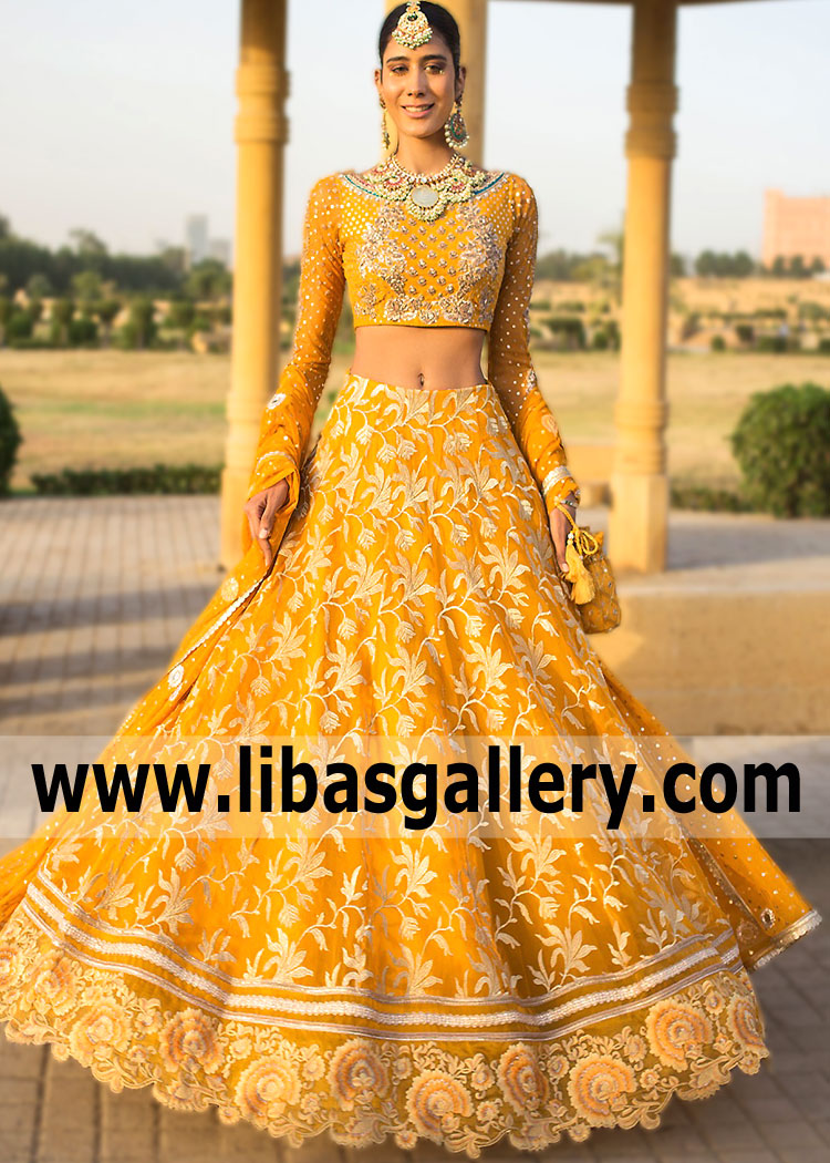 Stylish Mehndi Bridal Outfits Lehenga Choli Matawan New Jersey USA Pakistani Mehndi Outfits