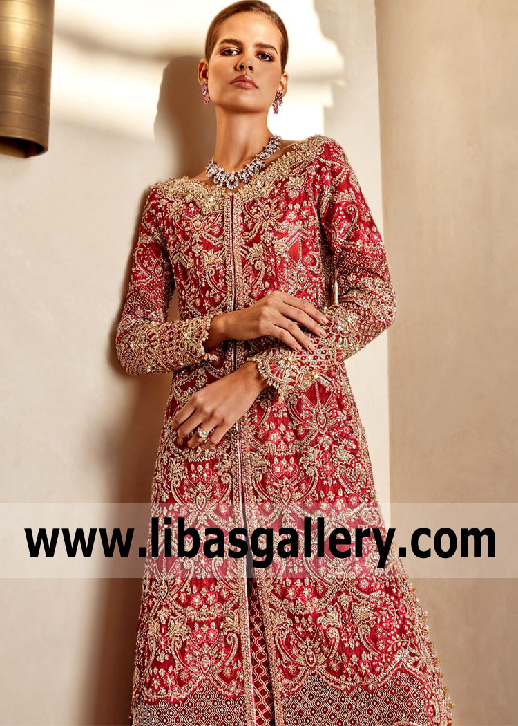 Ruby Red Freesia Heavy Formal Dress Pakistan