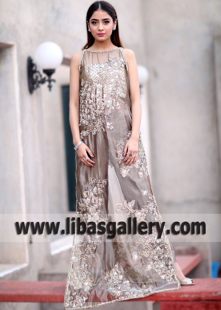 Gray Majestic Maxi Dress for All Party and Special Occasions