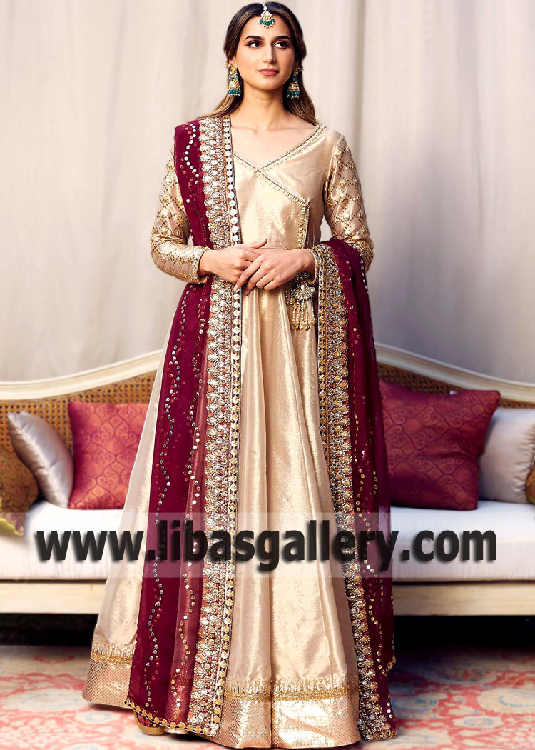 Sunset Iris Angrakha Pishwas Dress