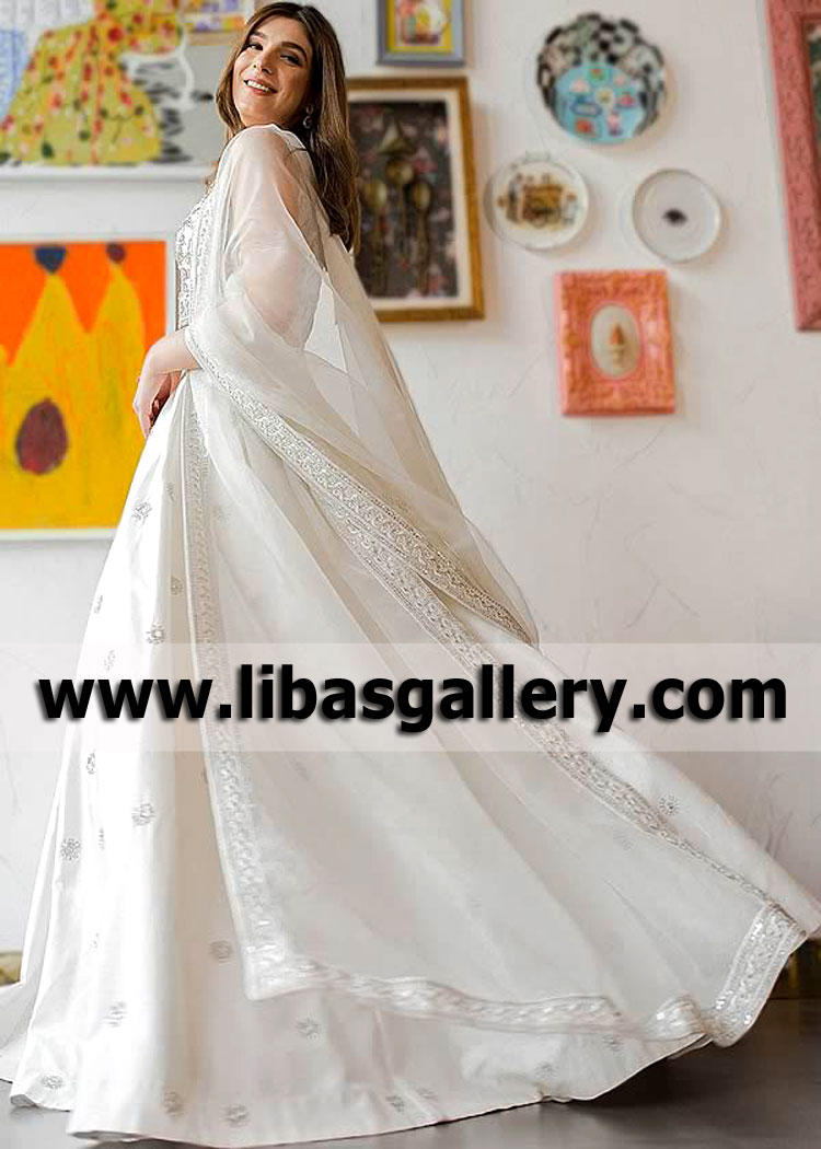 White Lilium Wedding Party Lehenga Choli Design