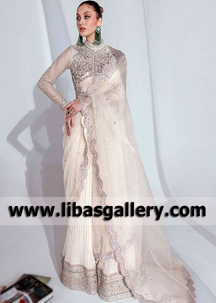 Ivory Iris Bridal Sharara Dress