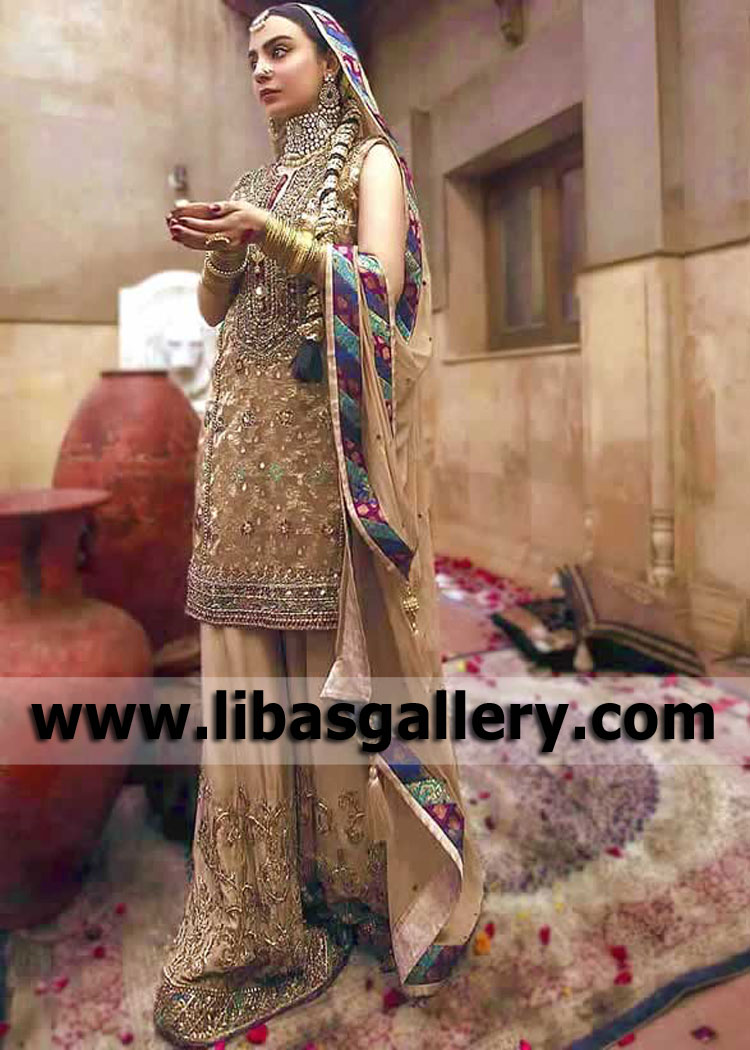 Floor Length Wedding Sharara Los Angeles LA California CA USA Lajwanti Wedding Dresses