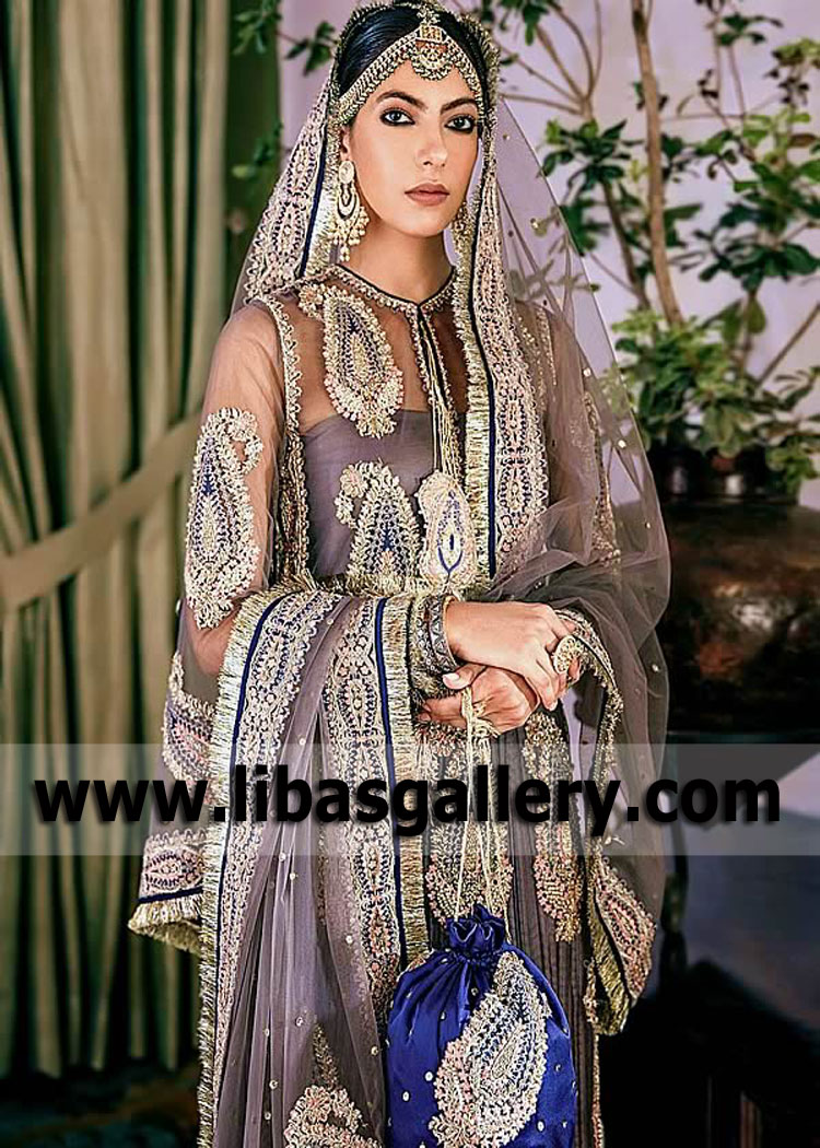 Medium Taupe Adenia Sharara Dress for Wedding