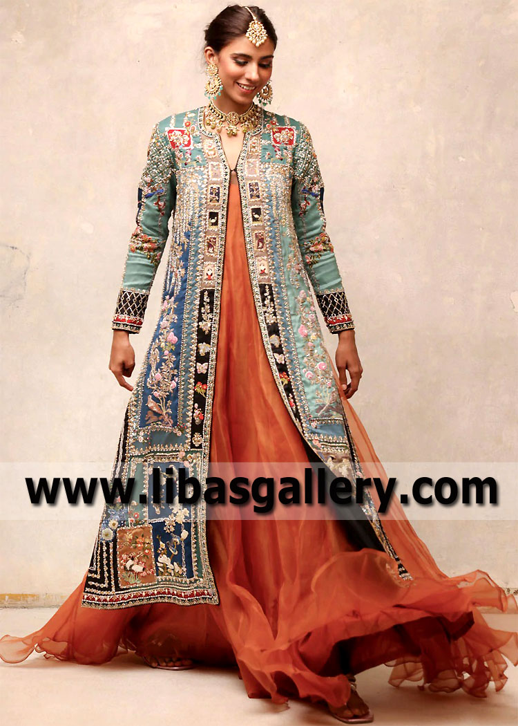Multi Ovule Special Occasion Anarkali Jacket Dress