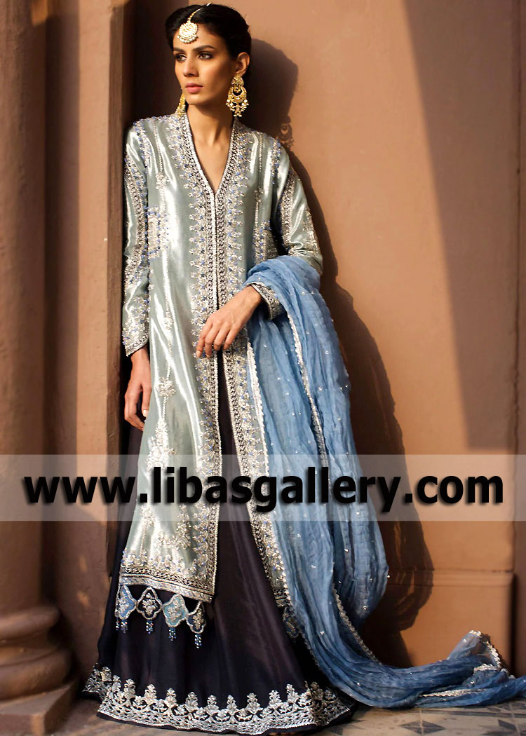 Pakistani Sharara Suits Saddle River New Jersey USA Nida Azwer Heavy Formal Collection