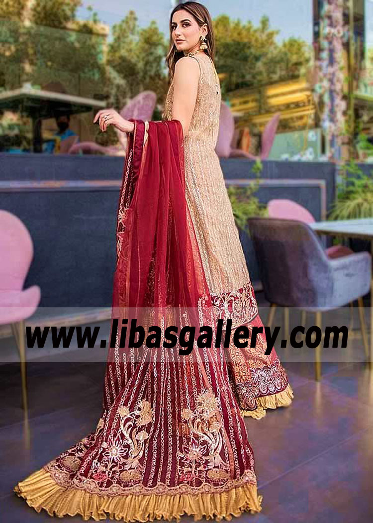 Tan Carmine Grazia Colorful Indian Designer Dress