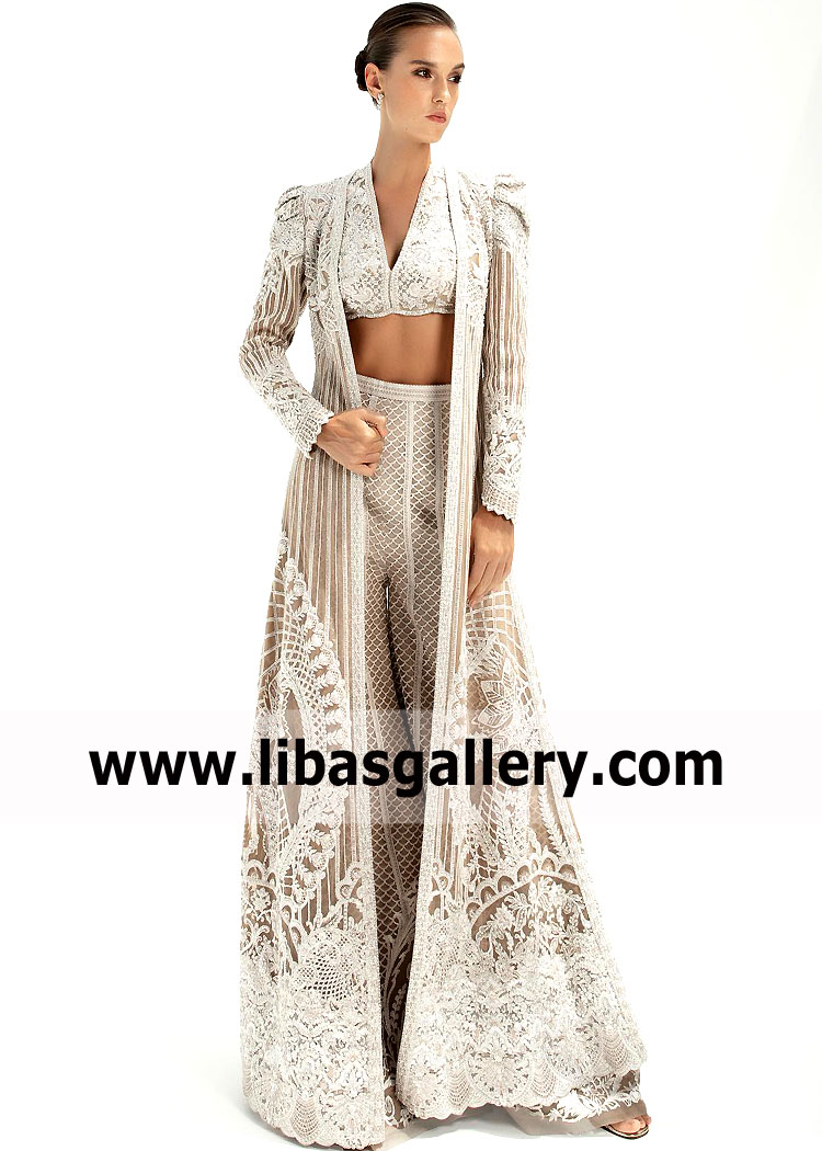 Heavy Embellished Jacket Dress Flushing New York USA Faraz Manan Embroidered Jacket for Special Occasion