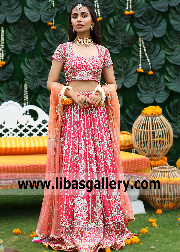 Cerise Pink Tulipa Wedding Lehenga Suit