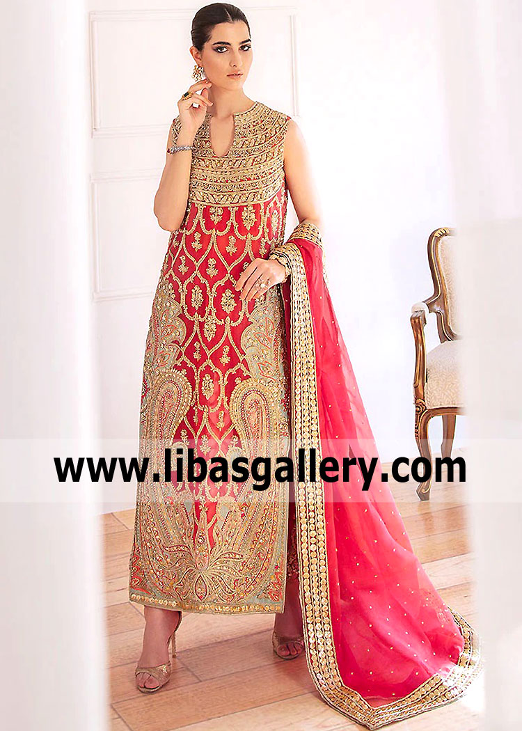 Red Freesia Wedding Guest Dress