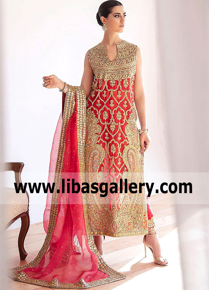 Red Freesia Wedding Guest Dress