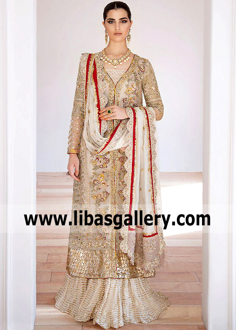 Off White Mantle Designer Lehenga
