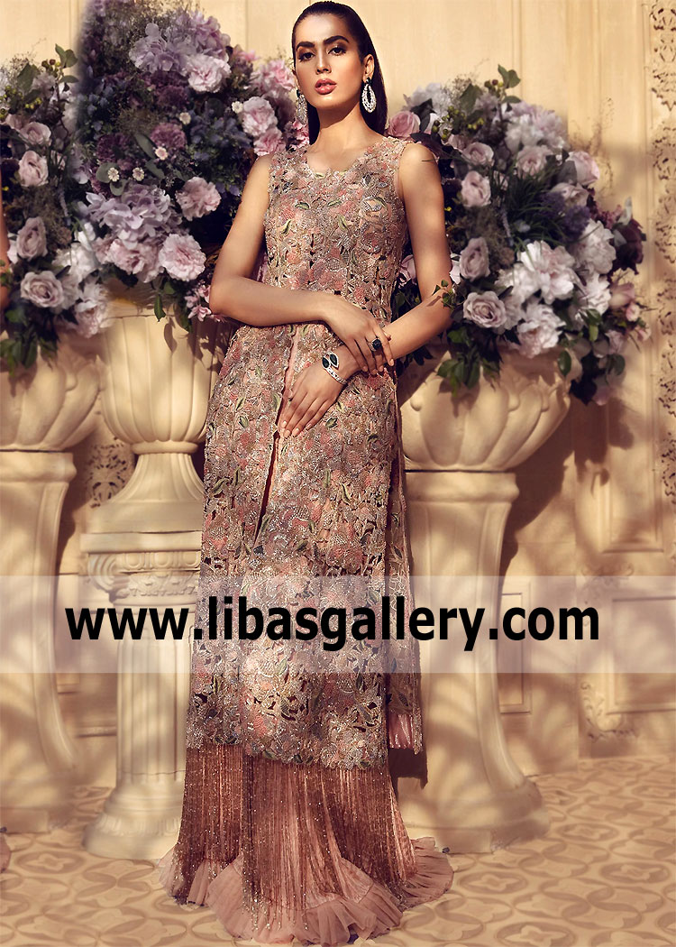 Pakistani Formal Dresses Fairfield New Jersey USA Coral Bells Formal Embroidered Trouser Suits
