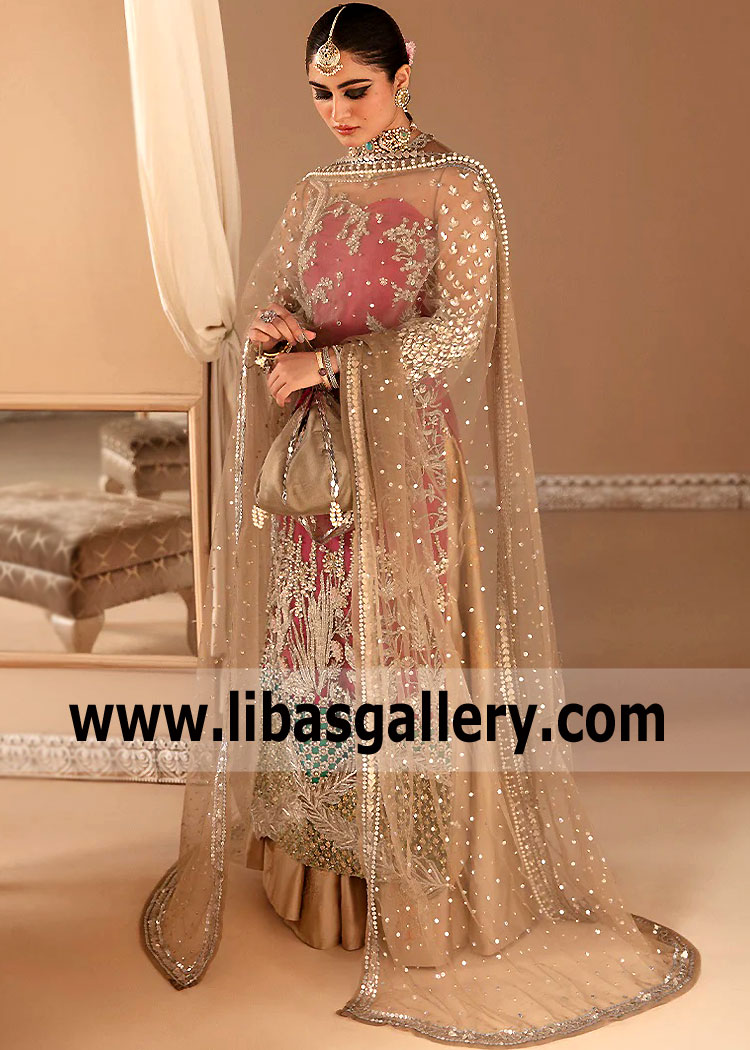 Tan Burgundy Wedelia Wedding Lehenga