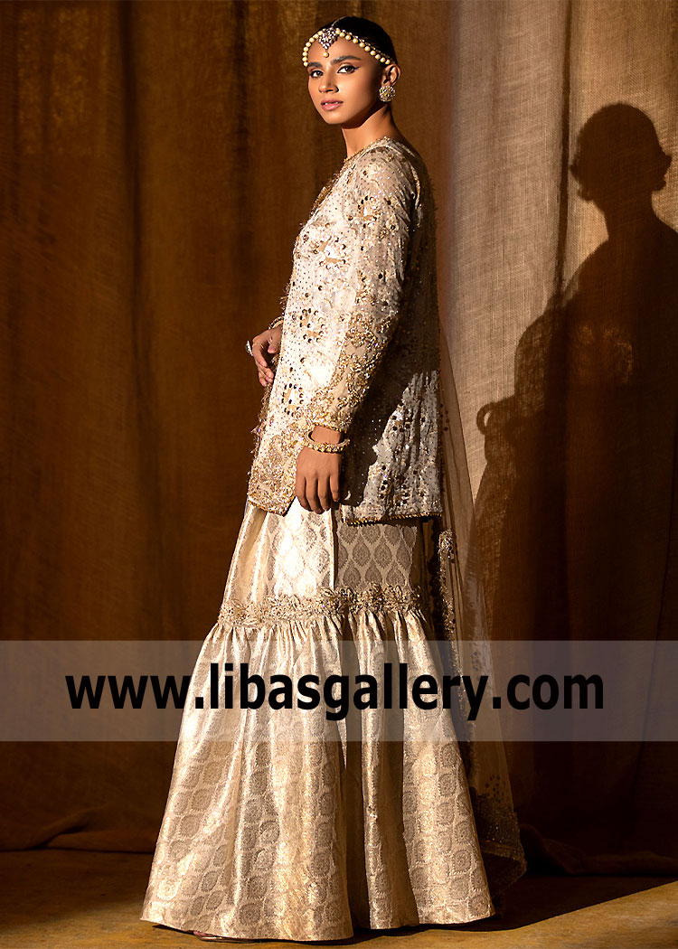 Pale champagne Anemone Gharara Suits