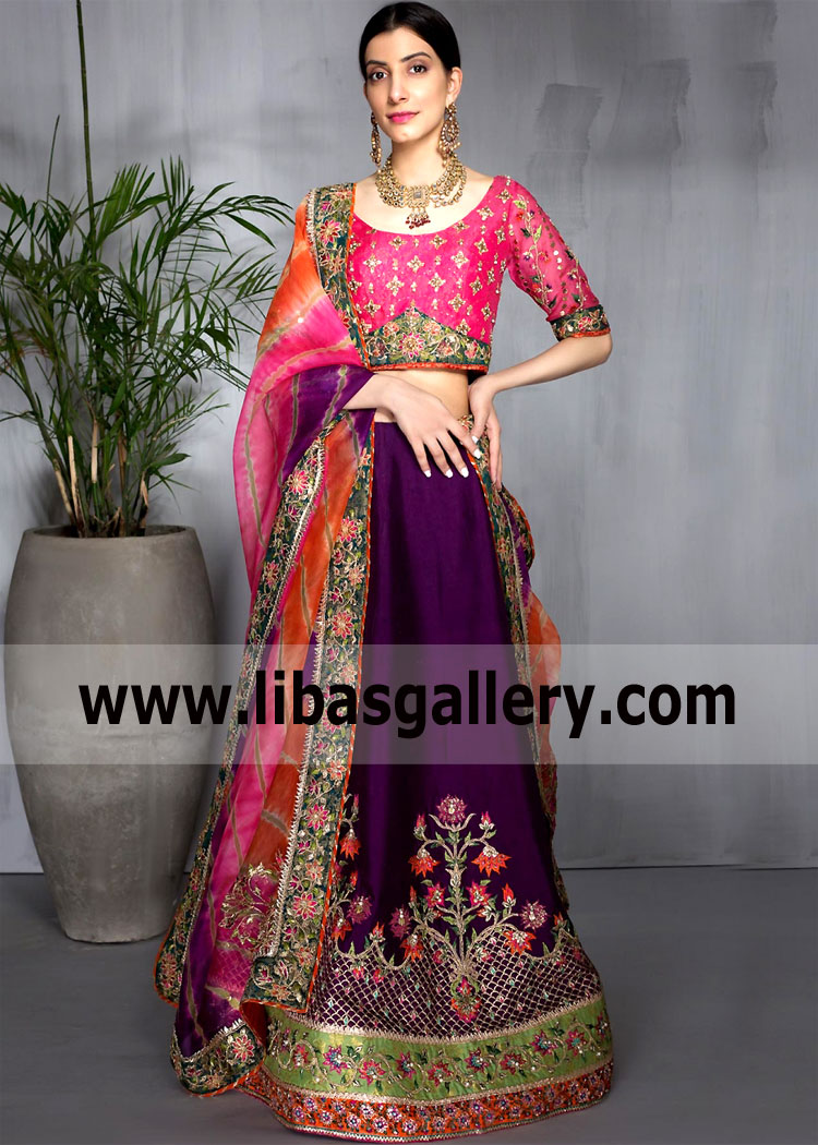 Multi Gladiolus Designer Lehenga Dress