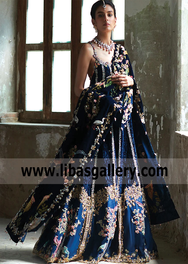Oxford Blue Majestic Anarkali Dress