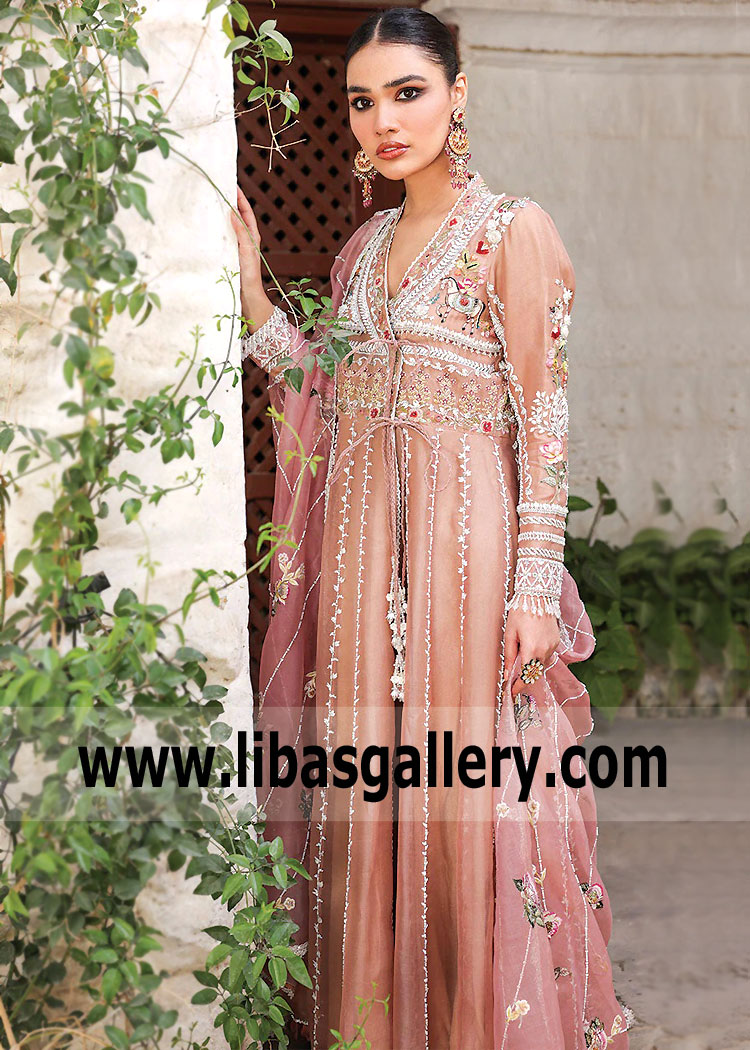 Dark Salmon Old Rose Pakistani Angrakha Style