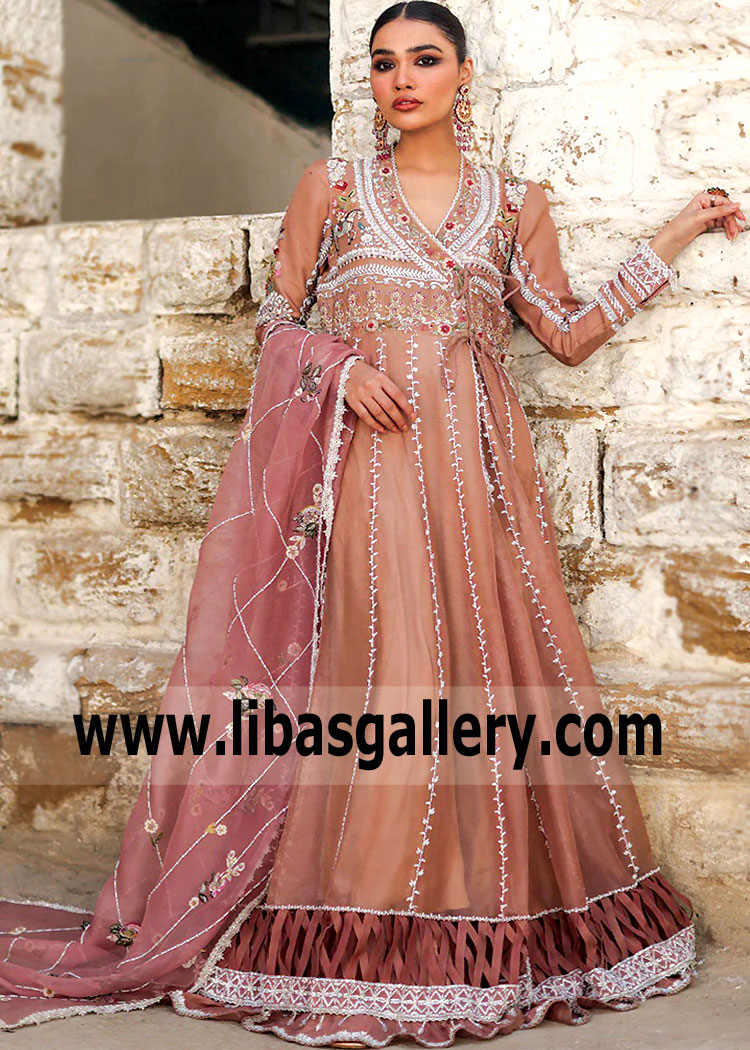 Nida Azwer Angrakha Dress Designer Angrakha for Brides Wedding Bridal Party UK USA Canada Australia