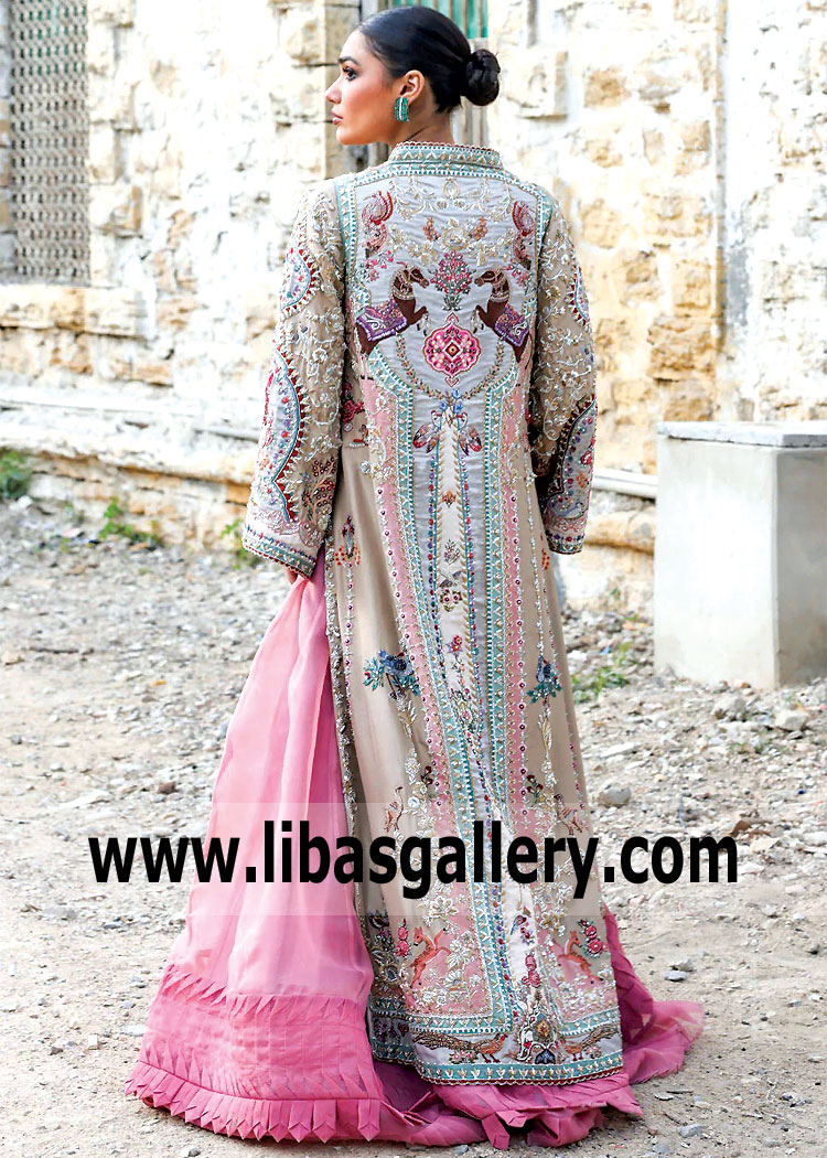 Amaranth Pink Long Jacket Wedding Dress