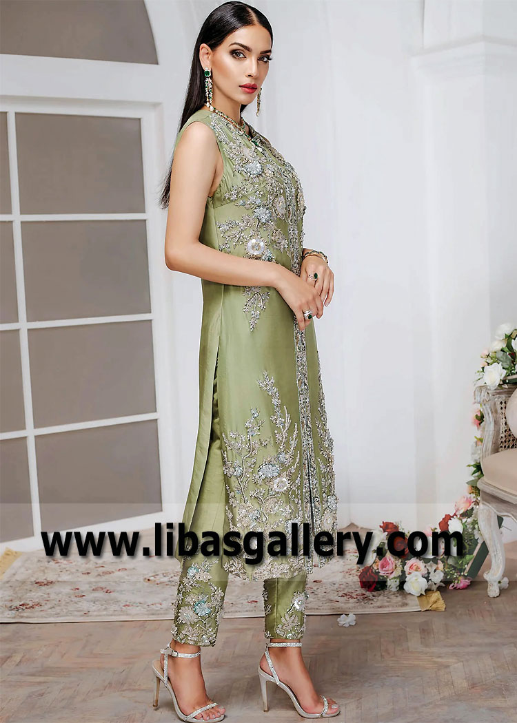 Dark Mint Daisy Long Jacket Suit