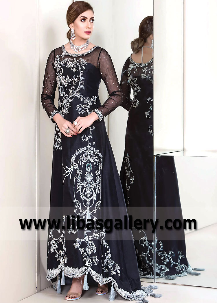Black Aster Maxi Dress for Wedding Events