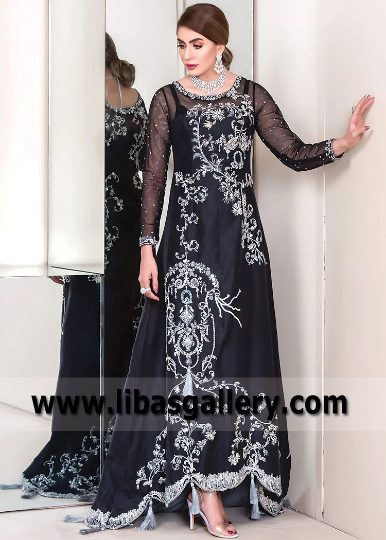 Black Aster Maxi Dress for Wedding Events