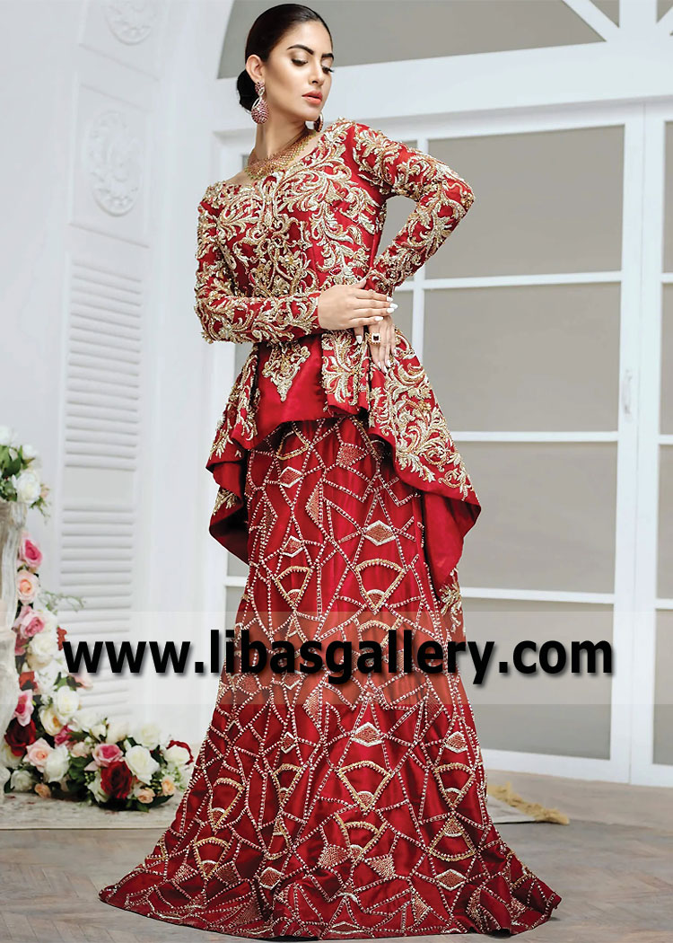 Embroidered Art silk Maroon Wedding Lehenga Choli with Dupatta - LC6438