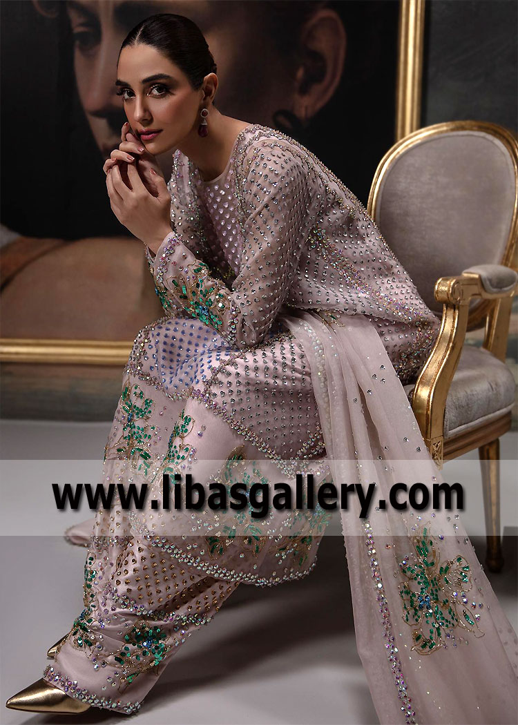 Classic Rose Lily Long Shirt And Shalwar Suit