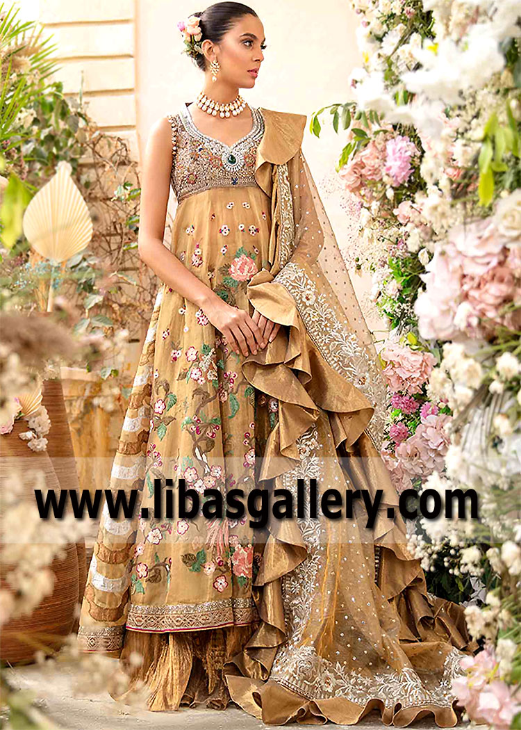 Latest Gown for Formal Occasion UK Pakistani Designer Gown Tena Durrani Gown