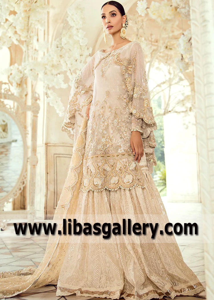 Bridal Gharara for Nikah Bellerose New York USA Designer Bridal Gharara Dresses Pakistan