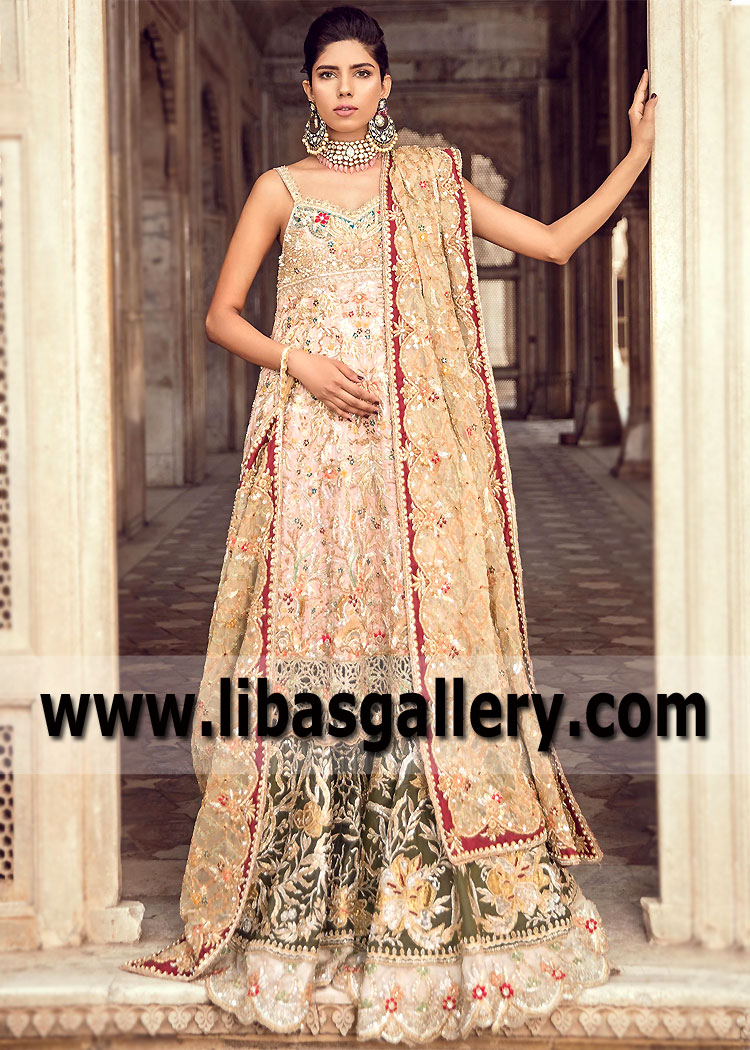 Peach Lehenga with Long Shirt for Indian Bridal Wear | Indian bridal wear, Bridal  wear, Indian bridal dress