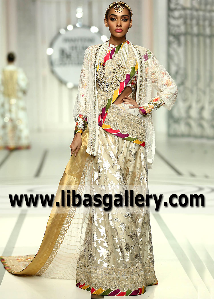 Off White Chatta Patti Sharara Wedding Sharara Baltimore Maryland USA Designer Sharara