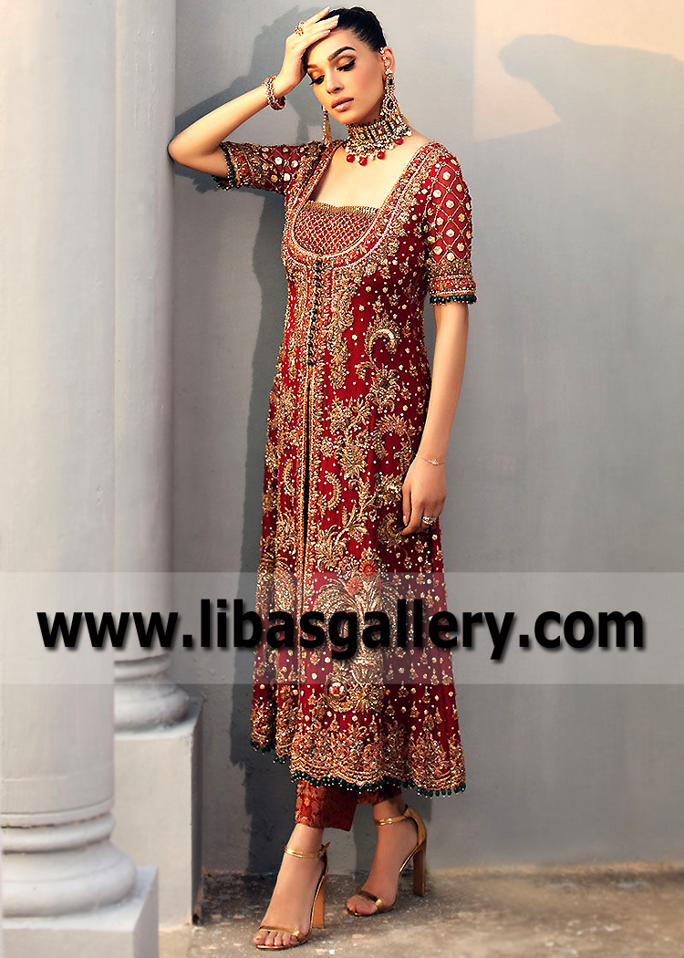 Barn Red Almandine Hyderabadi Style Shirt with Pants