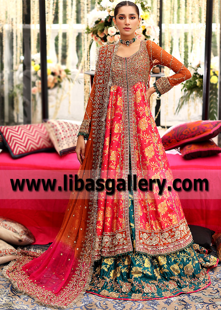 Traditional Bridal Pishwas with Lehenga Pakistani Designer Aisha Imran Pishwas Lehenga Suits