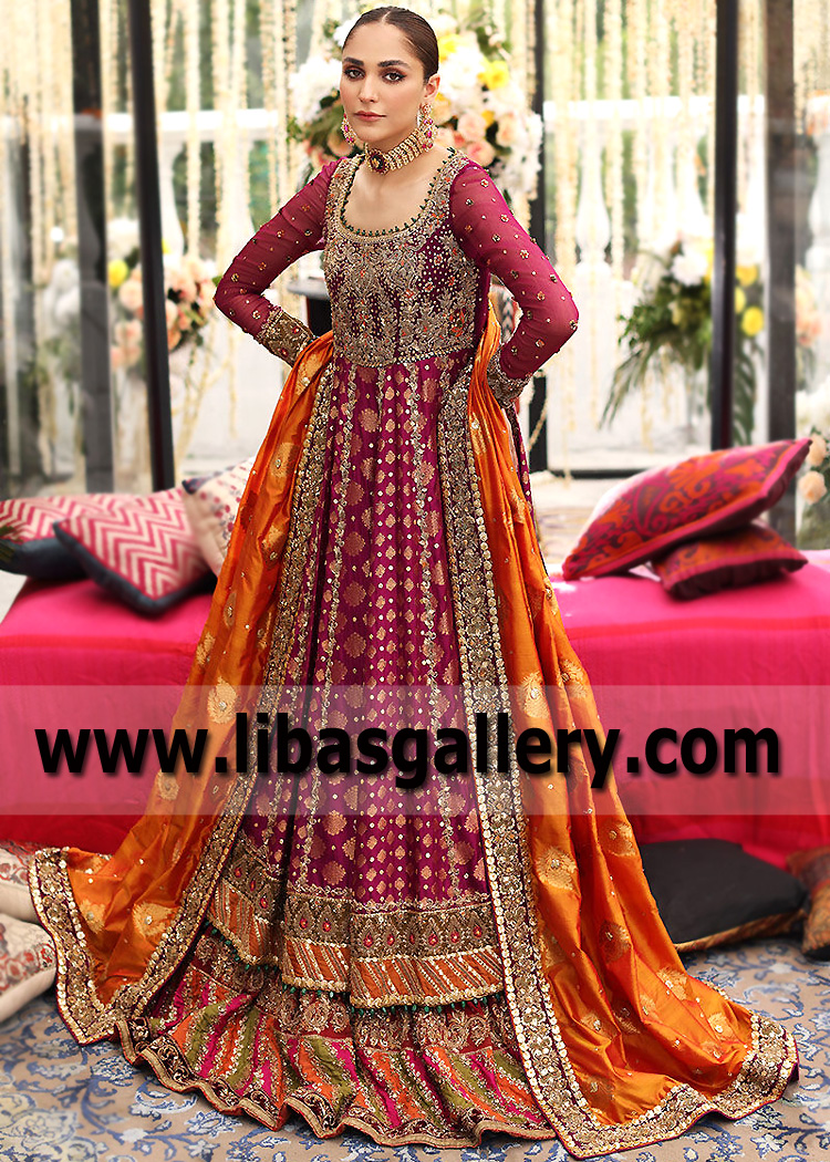 Tyrian Purple Hessonite Pishwas Chatta Patti Lehenga