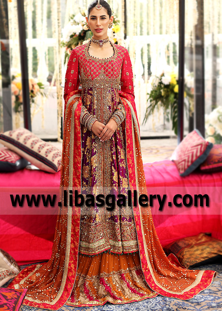 Raspberry Purple Iolite Pishwas with Chatta Patti Lehenga