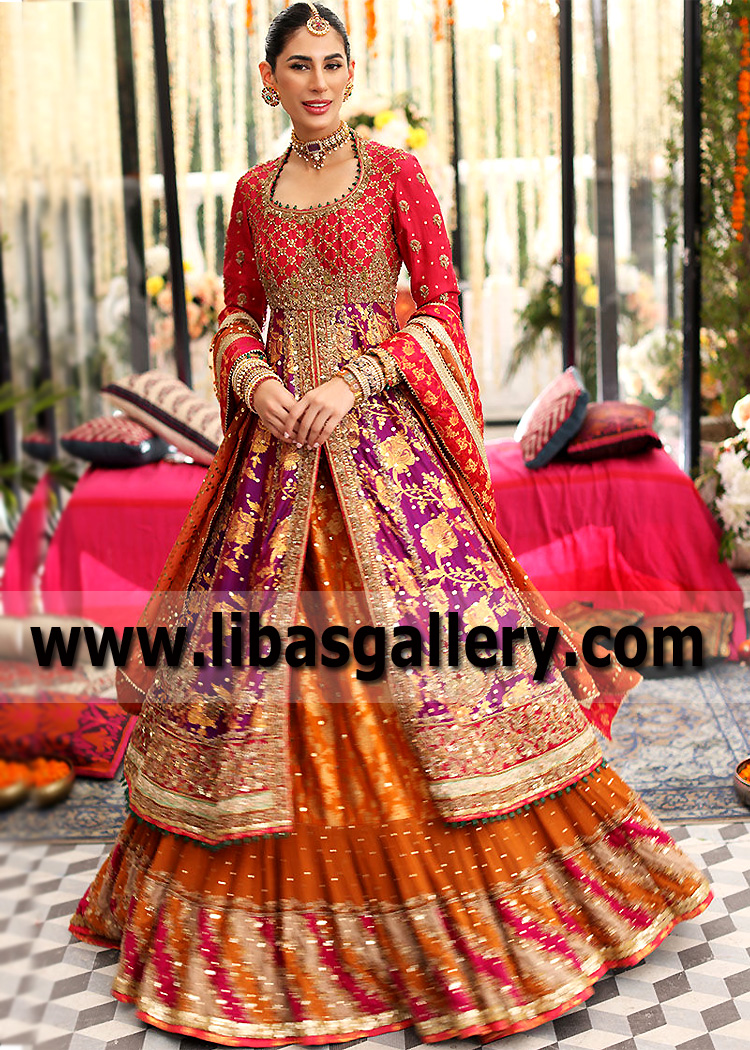 Raspberry Purple Iolite Pishwas with Chatta Patti Lehenga
