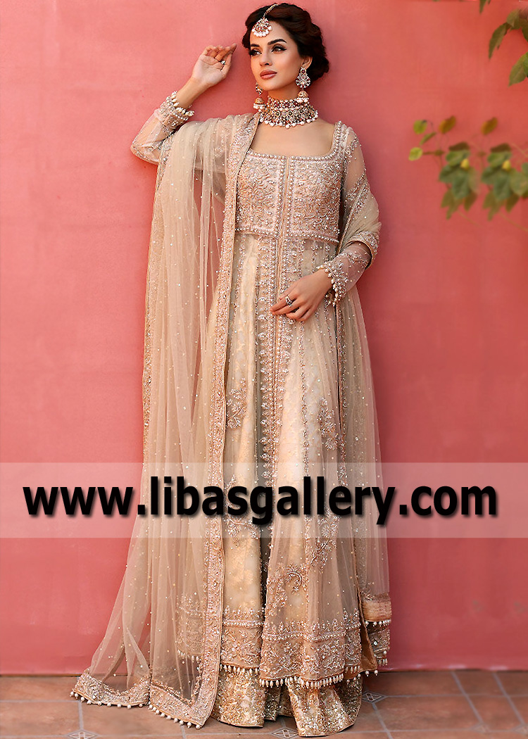 Almond Andesine Long Kalidaar Pishwas and Sharara