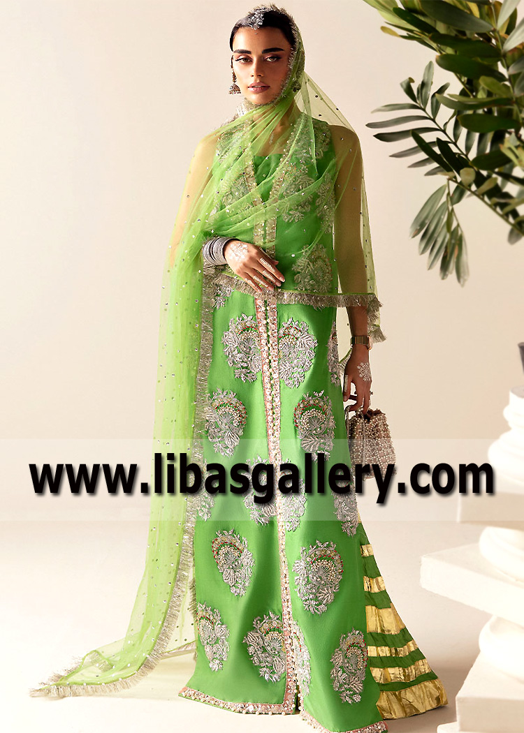 SGBUS Green Bayldonite Thai Silk Sharara