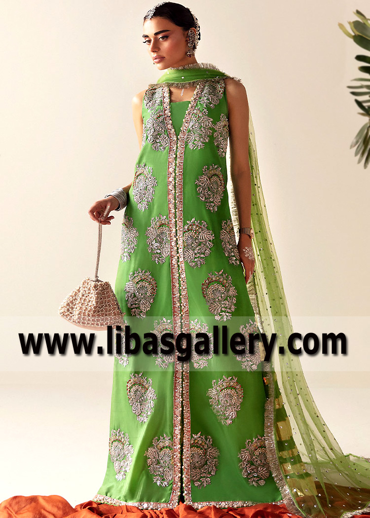 SGBUS Green Bayldonite Thai Silk Sharara